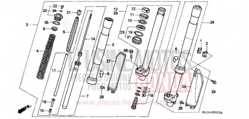 FOURCHETTE AVANT (CR500RN/RP/RR) CR500RR de 1994
